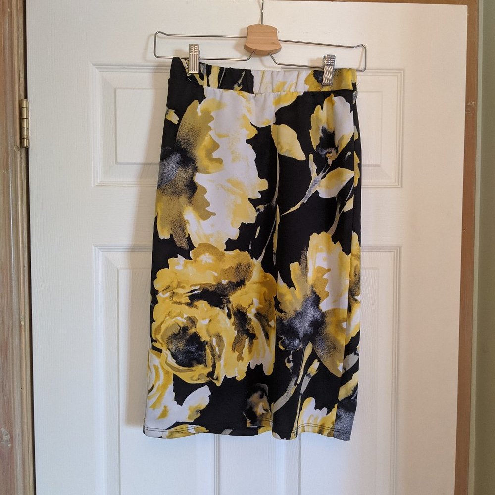 Black and Yellow Floral Skirt